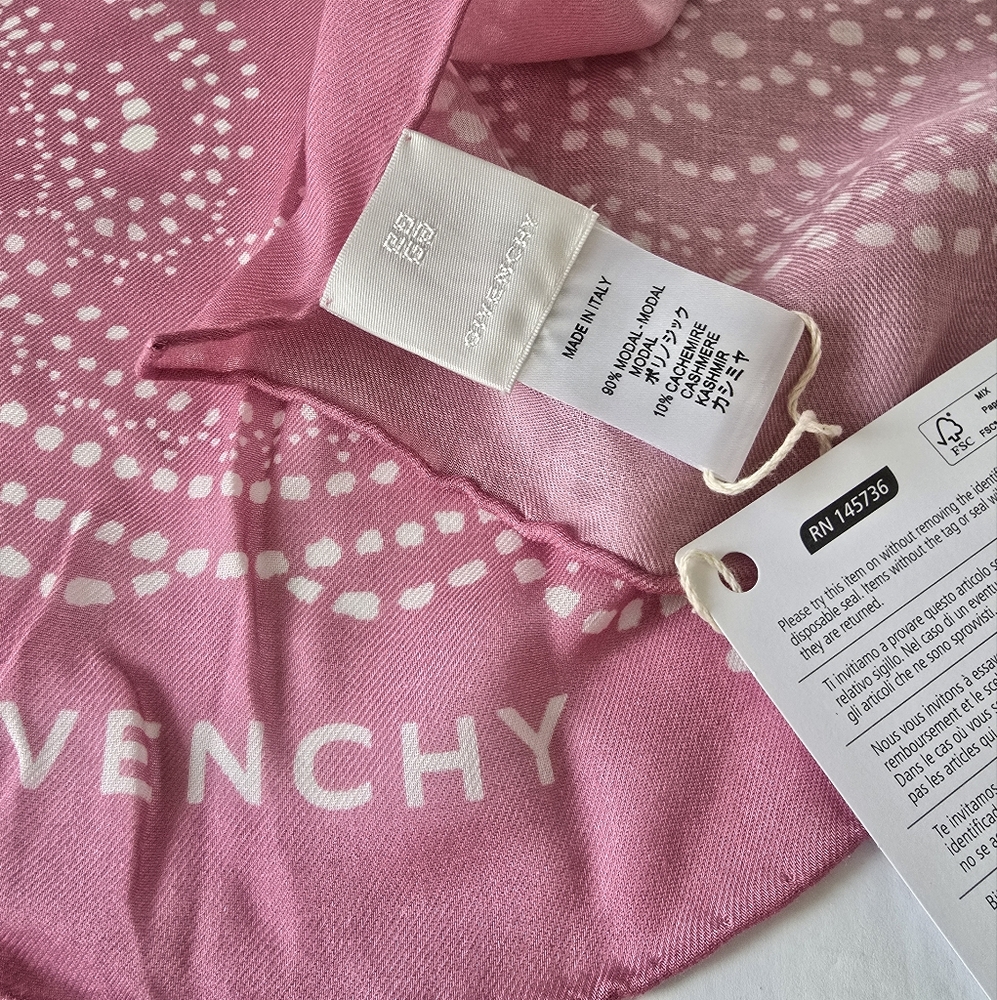 Givenchy Logo Print Pink Scarf - Picture 6 of 6